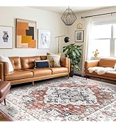 Vamcheer Vintage Washable Rugs for Living Room - Large Classic Soft Short Pile Area Rugs for Bedr...