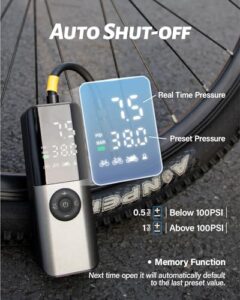 150Psi Portable Bicycle Tire Pump with Digital Pressure Gauge for Road Bike