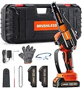 Mini Chainsaw Cordless 8 Inch, Cordless Chain Saw with Brushless Motor 4000mAh Battery, Portable ...