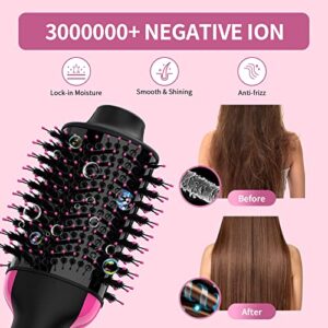 4 in 1 One Step Hairdryer and Styler Volumizer Hot Air Brush with Negative Ion Anti-frizz Ceramic Titanium Barrel Hair Straightener Brush