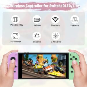 Replacement Left/Right Controller with Motion Control/Dual Vibration/Joystick/Quick Pairing- Purple& Gree