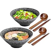 Tableware Ceramic Ramen Bowl Set of 2 - Japanese Noodles Bowls Dinner Sets for Pasta Soup Pho Mix...