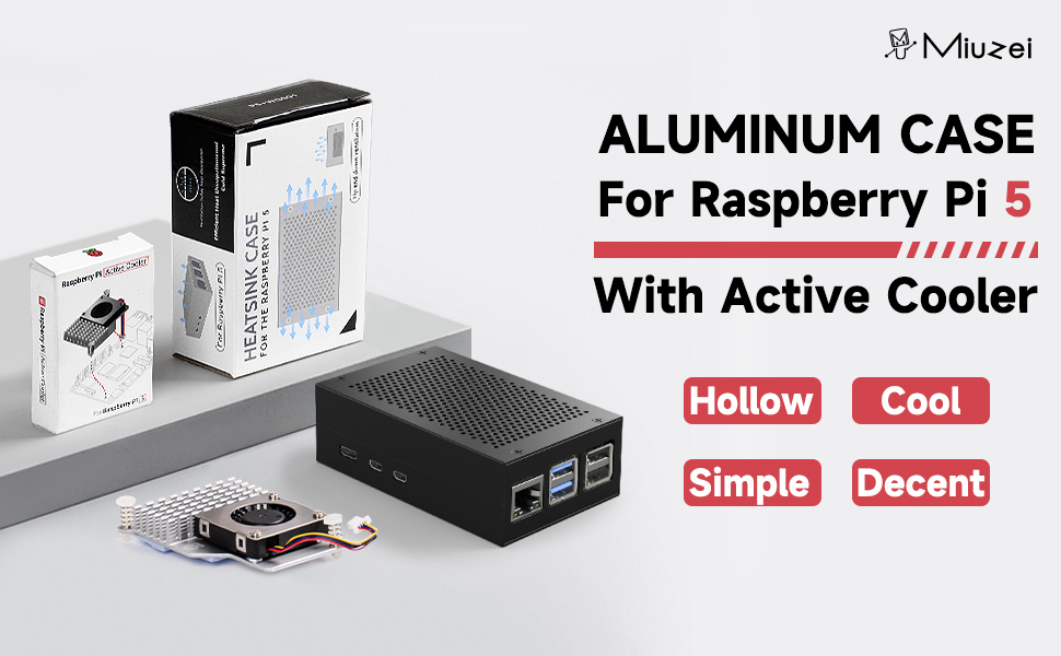 Miuzei Metal Case for Raspberry Pi 5