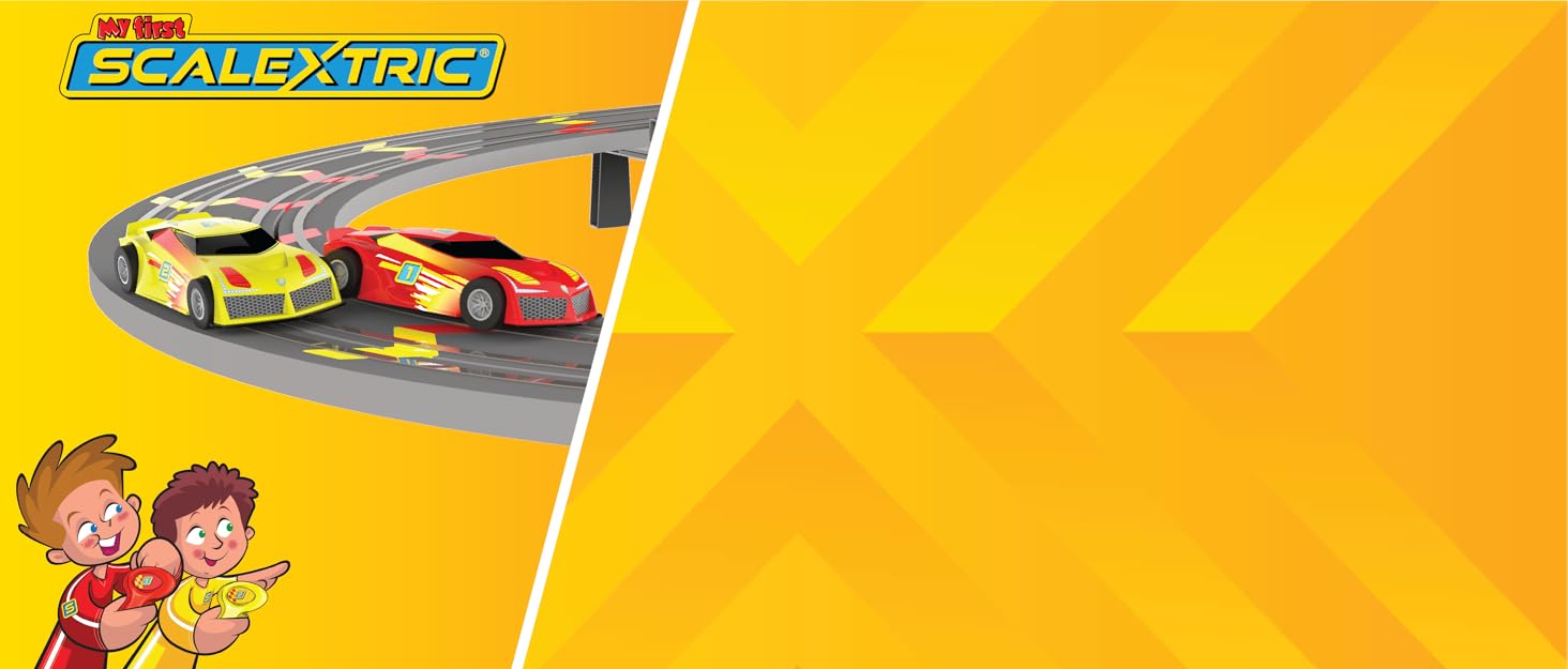 My First Scalextrics Brand story with the set graphic in background
