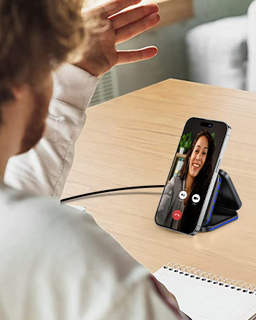 ZUMSEY Foldable Travel Wireless Charger, 3 in 1 Wireless Charging Station for iPhone 14 13 12 11 ...