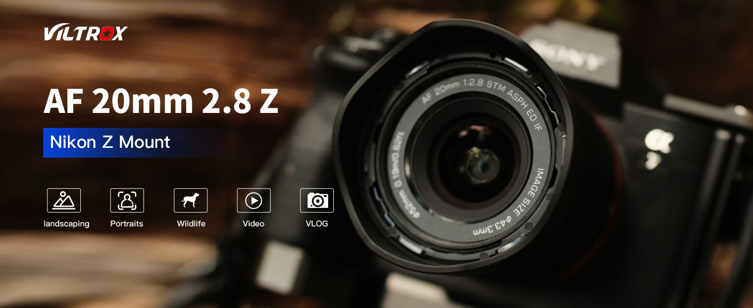 Viltrox 20MM F2.8 Full Frame Z-mount Wide Angle Compatible with Nikon Z8 Z9 Z7 Z6 D850 D7500