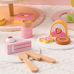 wooden afternoon tea set
