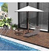 Outsunny Outdoor Foldable Sun Lounger, Garden 6 Level Adjustable Backrest Recliner Sun Lounger Ch...
