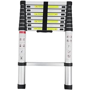 Telescoping Ladder, Aluminum Telescopic Extension Tall Multi Purpose Loft Ladder