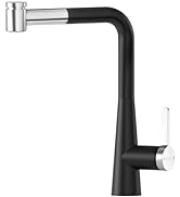 DAYONE Matte Black Kitchen Sink Taps with Pull Out Sprayer, 360° Swivel Zinc Alloy Kitchen Mixer ...