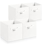 Hibtn Set of 4 Foldable Storage Box, 33 x 38 x 33 cm, Fabric with Handles Storage Cubes And Cloth...