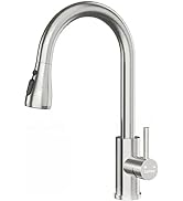 DAYONE Chrome Pull Out Kitchen Sink Mixer Tap, Stainless Steel Single Handle Taps Mixer for 1 hol...