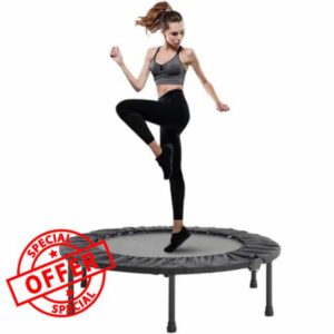 The Fellie Trampoline Mini Trampoline 38''Folding Fitness Rebounder Trampoline Exercise Trampoline for Adults Kids Indoor Outdoor Jumping Training