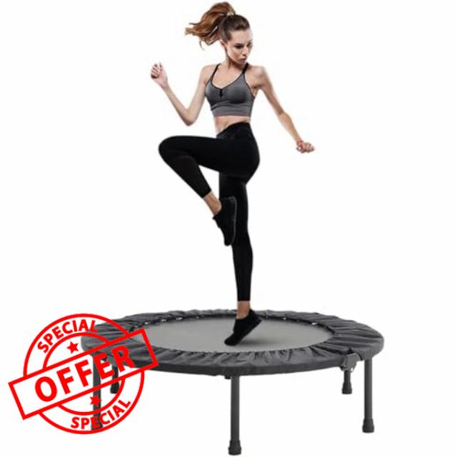 The Fellie Trampoline Mini Trampoline 38''Folding Fitness Rebounder Trampoline Exercise Trampoline for Adults Kids Indoor Outdoor Jumping Training