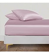 LINENWALAS Organic Vegan Bamboo Fitted Sheet with Pillowcase, Deep Pocket 16 Inch Softest, Silky ...