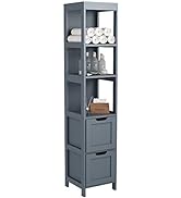 Yusong Bathroom Storage Cabinet, Slim Tall Cabinet, Narrow Floor Cabinet Organizer, Wooden Linen ...