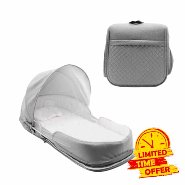 ESSECMBS Baby Crib Diaper Bag 2-In-1 Portable Folding Baby Bed & Mommy Bag Travelling Foldable Mommy Bag Bed Backpack