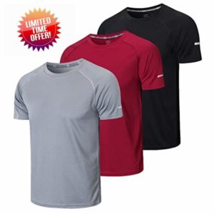 Gaiatiger 3 Pack Mens T-Shirts Dry-Fit Short Sleeve T-Shirts Moisture Wicking Active Athletic Running Tops Men Work Shirts