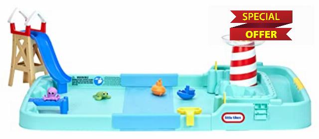Little Tikes Splash Beach Water Table Splash Pad - Includes Fun Features & Accessories - Compact Foldable Design for Travelling and Easy Storage - Great Gift for Kids Ages 2+ Years