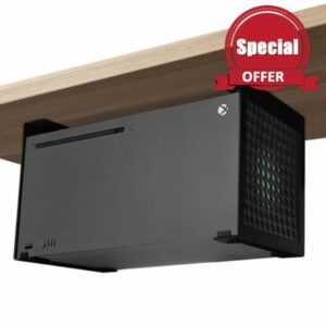 Chanvoo Metal Under Desk Shelf/Desk Mount Compatible with Xbox Series X with Anti-Scratch Silicone (Black)