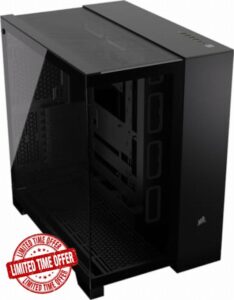 CORSAIR 6500X Mid-Tower ATX Dual Chamber PC Case – Panoramic Tempered Glass – Reverse Connection Motherboard Compatible – No Fans Included – Black