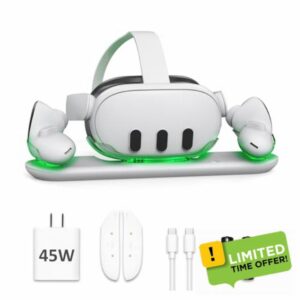 D.Gruoiza VR Charging Station with 45W USB-C Charger for Oculus/Meta Quest 3