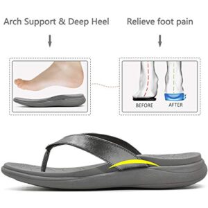 Comfortable Leather Strap Orthotic Arch Support Summer Beach Flip Flops with Soft Cushion Yoga Foam Rubber Soles UK Size 3-1