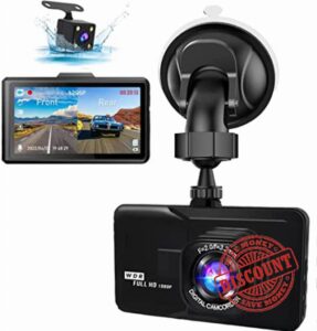 Dash Cam Front and Rear 1080P Full HD Dual Dashboard Camera Dashcam for Cars 170 Wide Angle HDR with 2.7" LCD Display Night Vision Motion Detection and G-senso