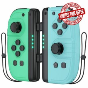 TURPOW L/R Wireless Controllers for S-witch 2er Set Wireless Gamepad compatible with N S-witch/Lite/OLED Green & Blue