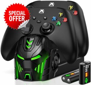 HASACOOL Controller Charging Dock with 2x5520mWh Rechargeable Battery Packs for Xbox One/Xbox Series X/S