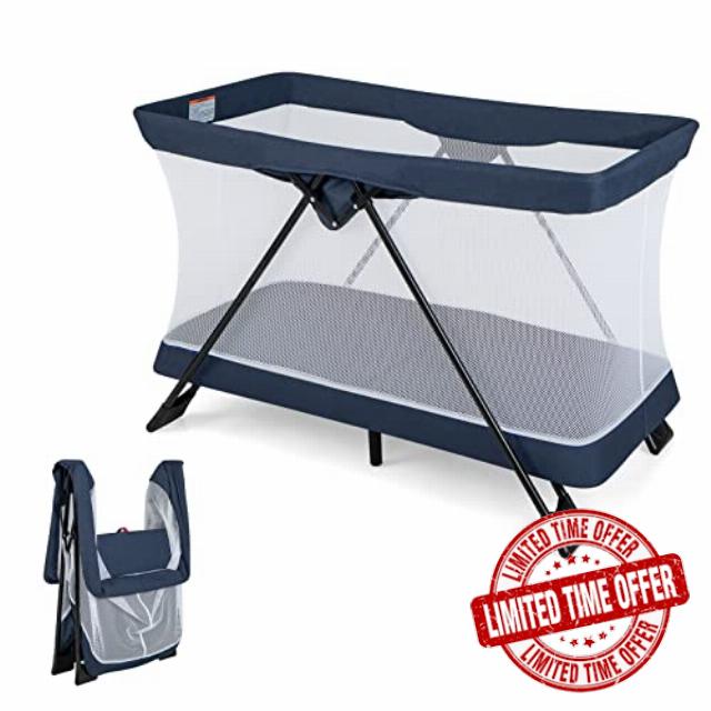 COSTWAY Folding Travel Cot