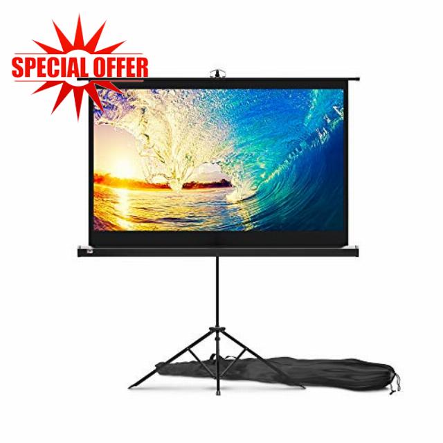 PropVue Projector Screen with Stand 60 inch - Indoor and Outdoor Projection Screen for Movie or Office Presentation - 16:9 HD Premium Wrinkle-Free Tripod Scree