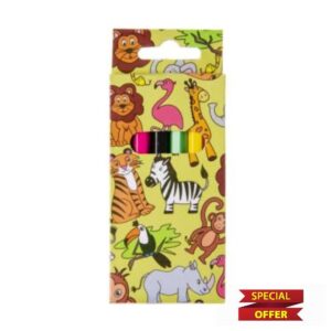Anila's Themed Mini Colouring Pencils Stickers for Party Bag Fillers & Favours for Kids - 50 Boxes of 6 Jungle Pencils & 50 Individual Jungle Stickers.
