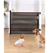 COMOMY 75-123cm Baby Gate with Small Cat Door for Stairs Doorways, Auto Close Dog Gate with Cat D...