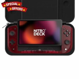 CRKD Nitro Deck Limited Edition with Carry Case - Professional Handheld Deck with Zero Stick Drift for Nintendo Switch and Switch OLED (Atomic Red - Crystal Collection)