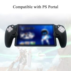 Anti-Slip Protector Case and 10 Thumb Grip Caps Accessories for PS Portal Remote Player(Black)