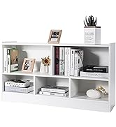COSTWAY 6-Cube Kids Bookcase, Wooden Display Shelving Unit Organizer with Cushioned Reading Nook,...