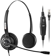 Arama Telephone Headset RJ9 with Noise Cancelling Mic & Mute Switch work for Polycom VVX311 VVX41...