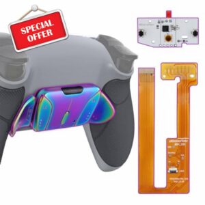 eXtremeRate Rainbow Aura Blue Purple Real Metal Buttons RMB RISE4 Remap Kit for PS5 Controller BDM-030 BDM-040