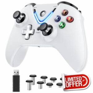 RALAN White Wireless Controller with Paddles for Windows PC
