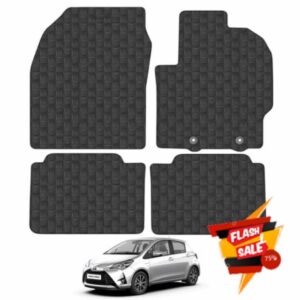 Car Mats for Toyota Yaris Hybrid (2020-Onwards) Car Floor Mats Premium Rubber Tailored Fit Set Accessory Black Custom Fitted 4 Pieces with Clips - Anti-Slip Backing