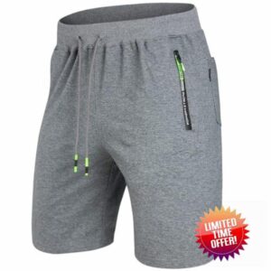 Tansozer Mens Casual Sports Shorts with Elastic Waist Zipper Pockets