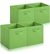 Hibtn Set of 4 Foldable Storage Box, 33 x 38 x 33 cm, Fabric with Handles Storage Cubes And Cloth...