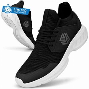 Giniros Mens Trainers Running Walking Shoes Lightweight Sport Athletic Gym Fitness Fashion Training Sneakers Casual Comfortable Breathable Flat Mesh Tennis Shoes Outdoor Jogging