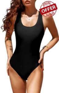 Husmeu Women's One Piece Athletic Swimsuit Crisscross Sports Training Racerback Swimwear Plus Size Slimming Bathing Sui