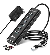 Powered USB 3.1 Hub RSHTECH Aluminum 4-port USB 3.1/3.2 Gen2 Hub 10Gbps USB Splitter with 3.2ft/1...