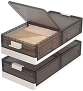 HAIXIN Under Bed Storage with Lid - 2 Pack Underbed Storage Container with Wheels Foldable Under ...