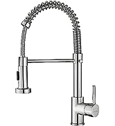 DAYONE Commerical Spring Kitchen Mixer Taps with Pull Down Sprayer, Brushed Nickel