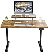 TRIUMPHKEY Scrivania Regolabile in Altezza 120 x 60 cm,Ripiani per Monitor,Scrivania Elettrica Ga...