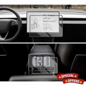 CDEFG Compatible with Tesla Model 3 2024 Highland 15.4 + 8 Inches Navigation and Instrument Panel Tempered Glass Screen Protector Film Highland 2024 Accessories Pack of 2